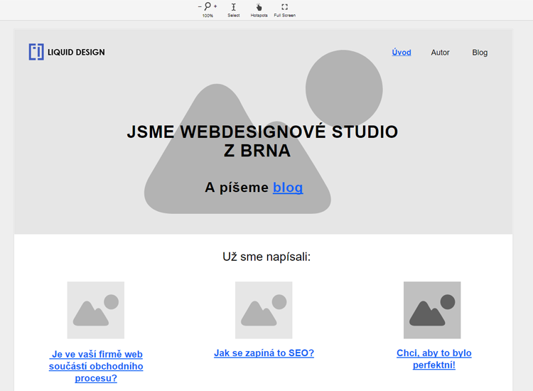 Ukážka prepojenia statických wireframe do klikateľného prototypu